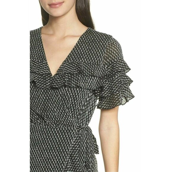 ALI & JAY Black Chiffon Yolo Ruffle Wrap Dress XS - Picture 4 of 12